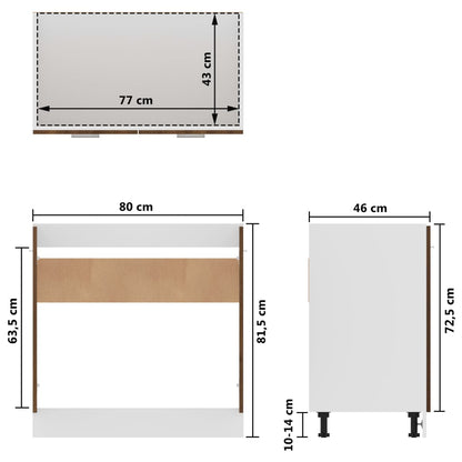 Mobiletto Rovere Marrone 80x46x81,5 cm in Legno Multistrato