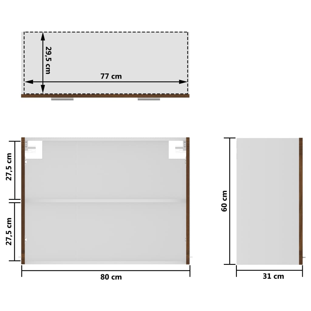 Pensile Vetro Rovere Marrone 80x31x60 cm in Legno Multistrato