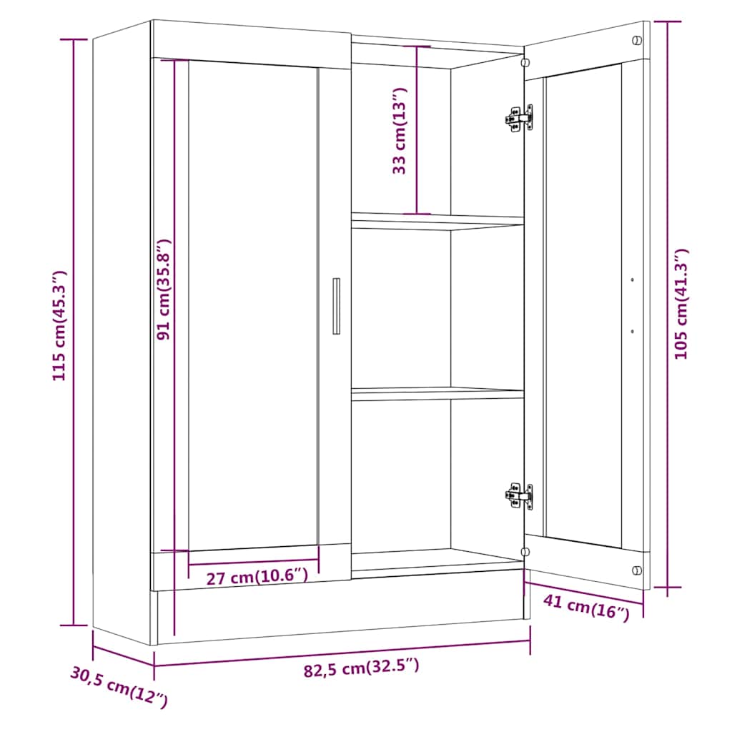 Mobile Vetrina Rovere Fumo 82,5x30,5x115cm in Legno Multistrato | homemem39