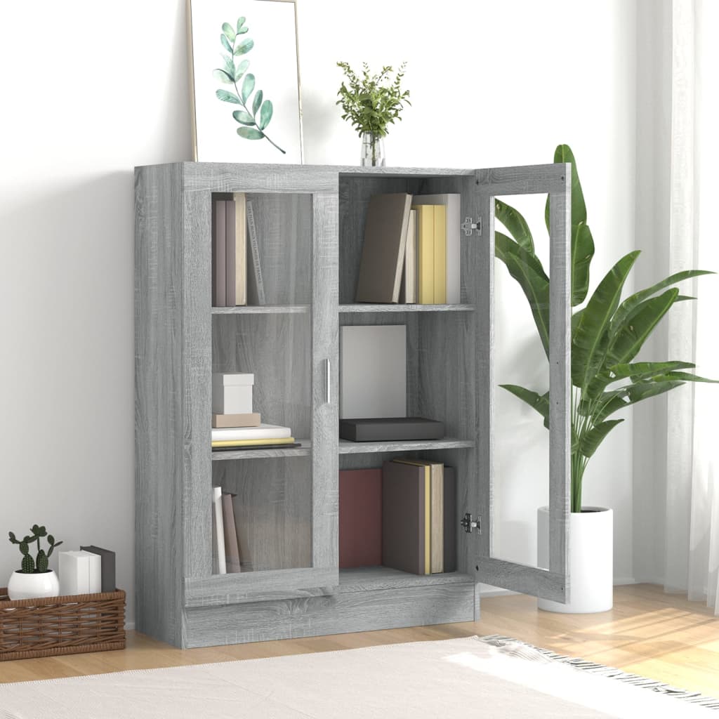 Mobile Vetrina Grigio Sonoma 82,5x30,5x115 cm Legno Multistrato