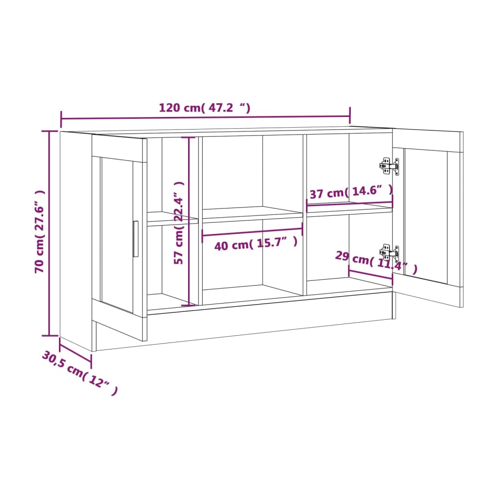 Credenza Rovere Marrone 120x30,5x70 cm in Legno Multistrato