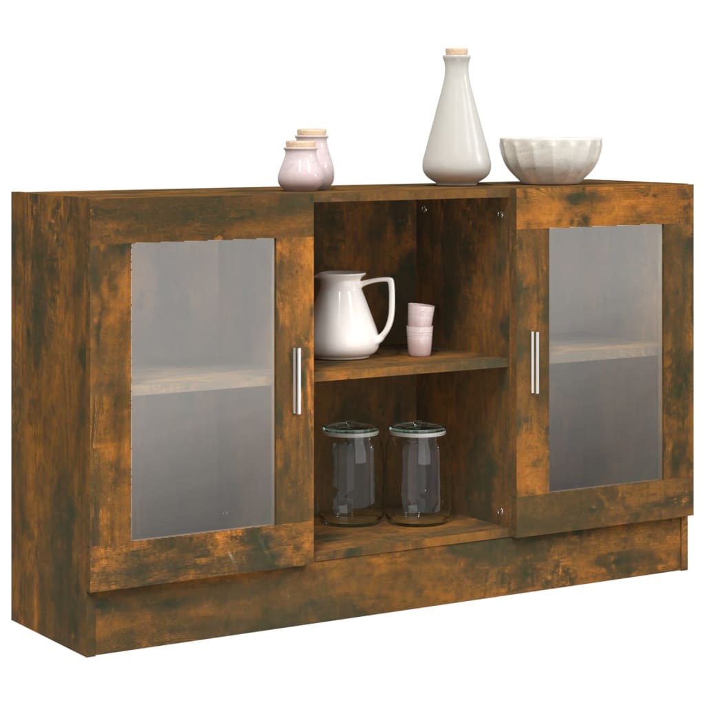 Mobile Vetrina Rovere Fumo 120x30,5x70 cm in Legno Multistrato - homemem39