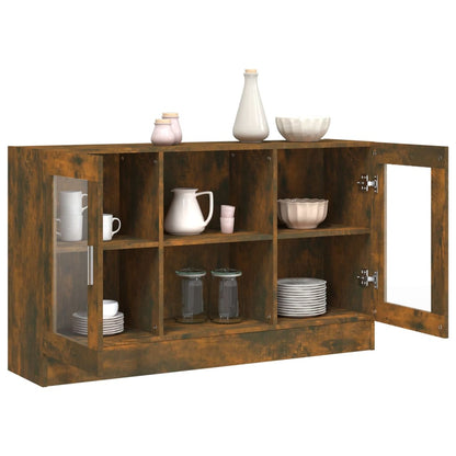 Mobile Vetrina Rovere Fumo 120x30,5x70 cm in Legno Multistrato - homemem39
