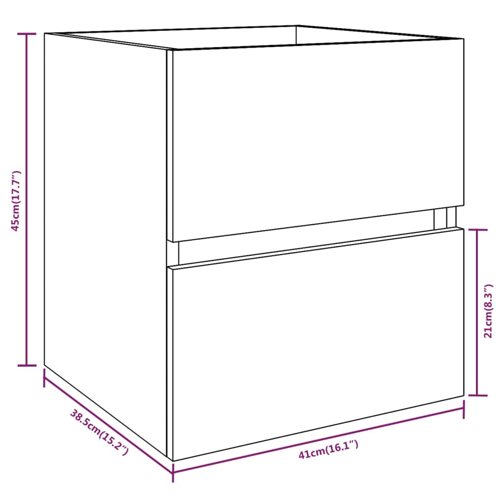 Mobile Lavabo Rovere Fumo 41x38,5x45 cm in Legno Multistrato | homemem39