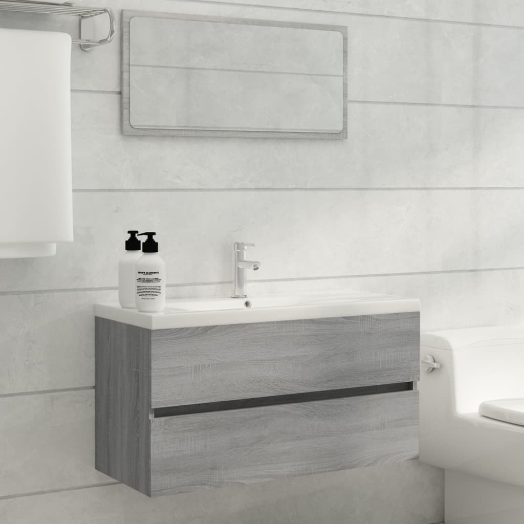 Mobile Sottolavabo Grigio Sonoma 90x38,5x45cm Legno Multistrato | homemem39