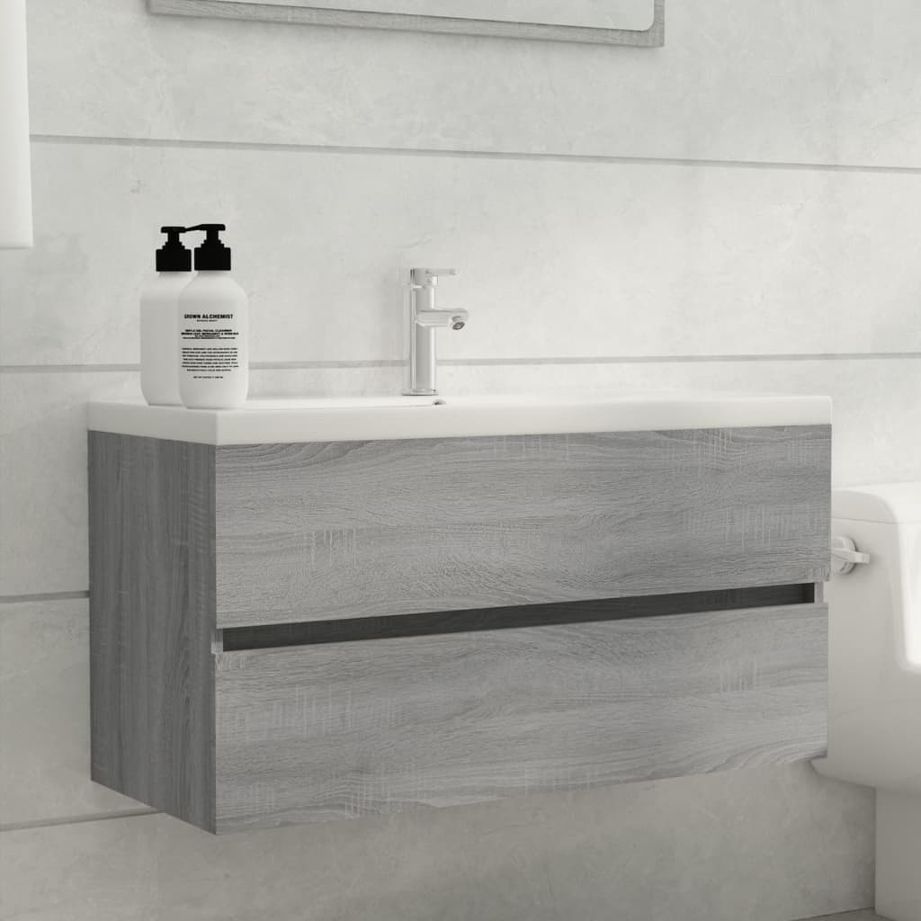 Mobile Sottolavabo Grigio Sonoma 90x38,5x45cm Legno Multistrato | homemem39