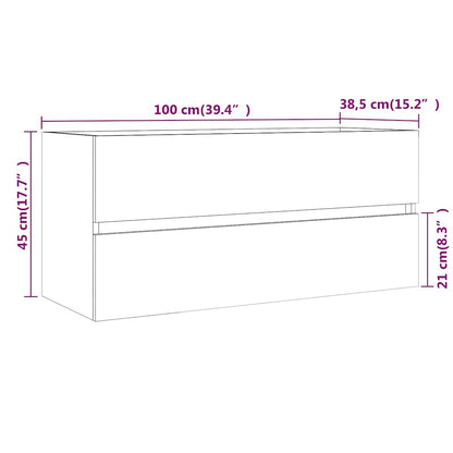 Mobile Lavabo Rovere Fumo 100x38,5x45 cm Legno Multistrato