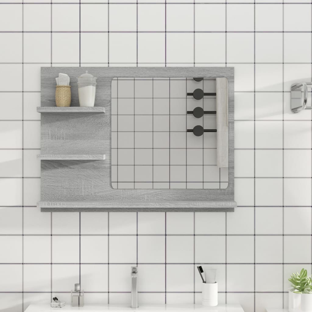 Specchio da Bagno Grigio Sonoma 60x10,5x45 cm Legno Multistrato | homemem39