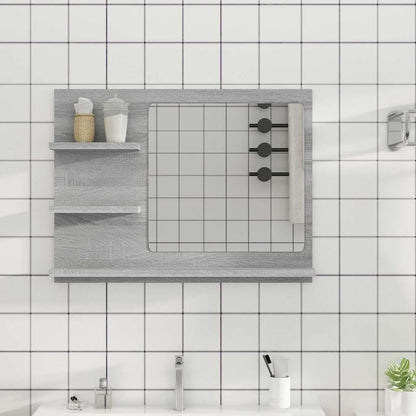 Specchio da Bagno Grigio Sonoma 60x10,5x45 cm Legno Multistrato