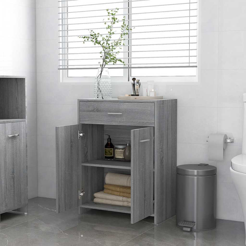 Armadietto Bagno Grigio Sonoma 60x33x80 cm in Legno tecnico