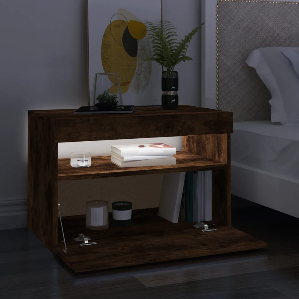 Mobile Porta TV con Luci LED Rovere Fumo 60x35x40 cm - homemem39