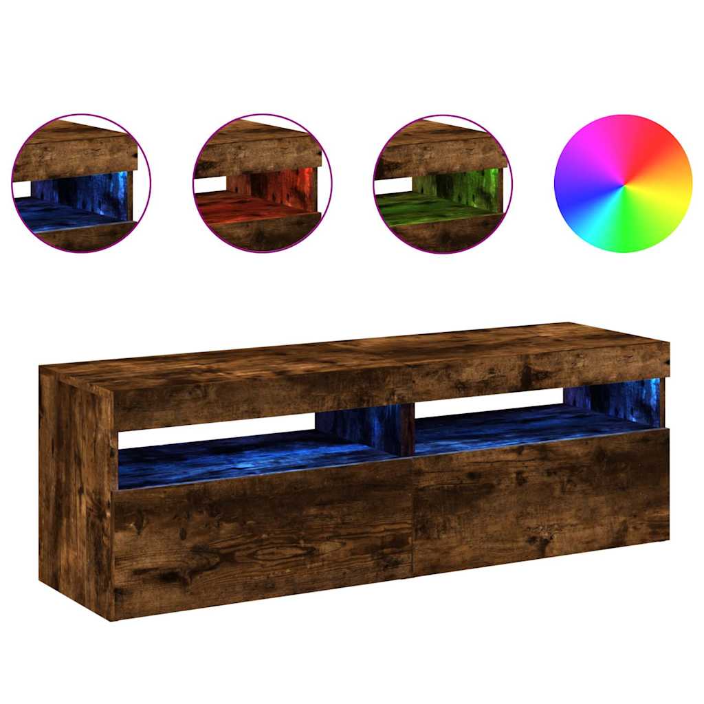 Mobili Porta TV con Luci LED 2 pz Rovere Fumo 60x35x40 cm - homemem39