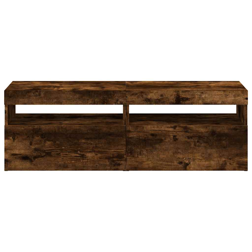 Mobili Porta TV con Luci LED 2 pz Rovere Fumo 60x35x40 cm - homemem39