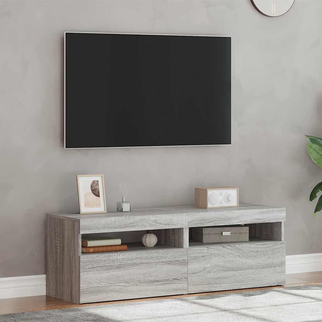Mobili TV con Luci LED 2 pz Grigio Sonoma 60x35x40 cm - homemem39