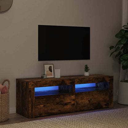 Mobile Porta TV con Luci LED Rovere Fumo 120x35x40 cm