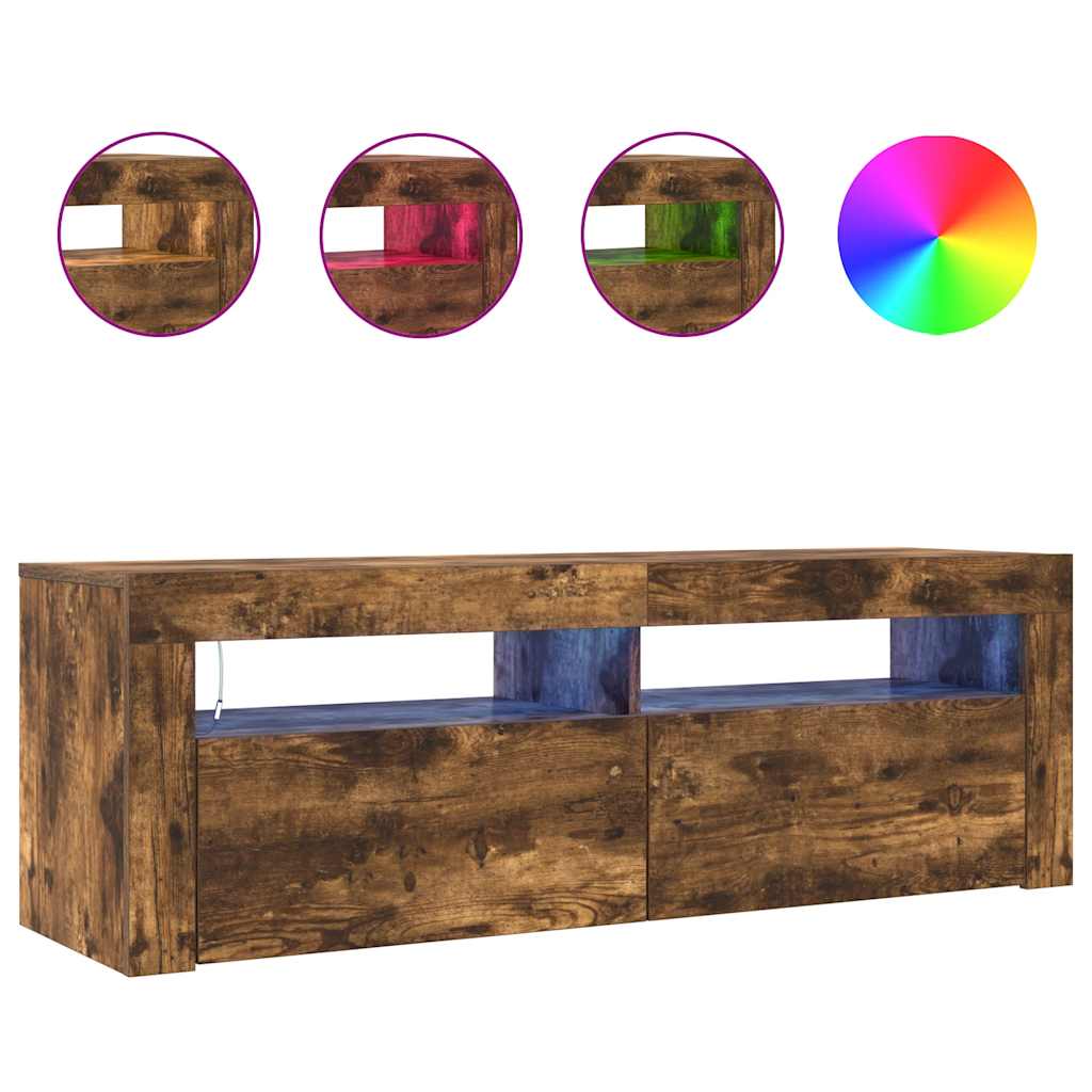 Mobile Porta TV con Luci LED Rovere Fumo 120x35x40 cm - homemem39