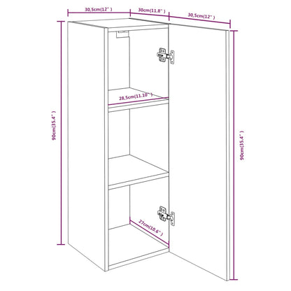 Mobile TV Rovere Marrone 30,5x30x90 cm in Legno Multistrato