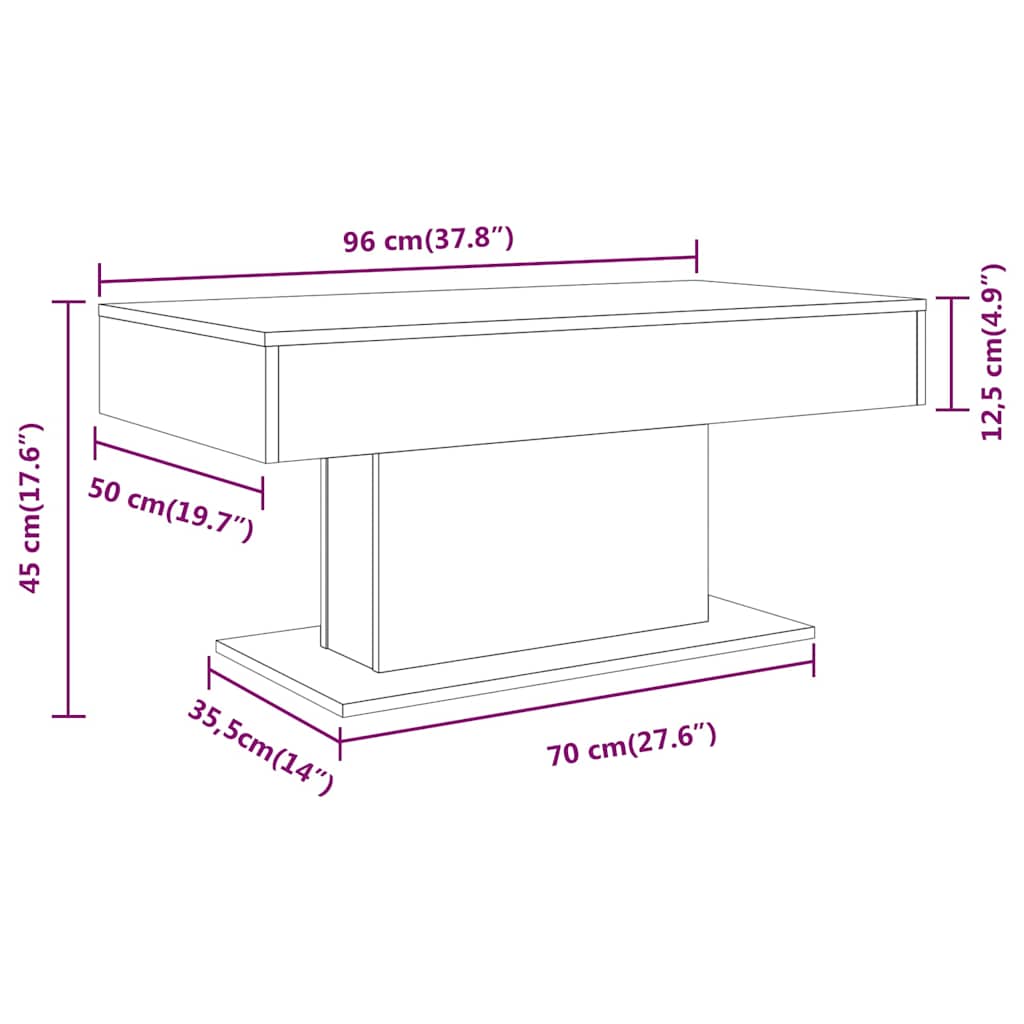 Tavolino da Salotto Rovere Fumo 96x50x45cm in Legno Multistrato