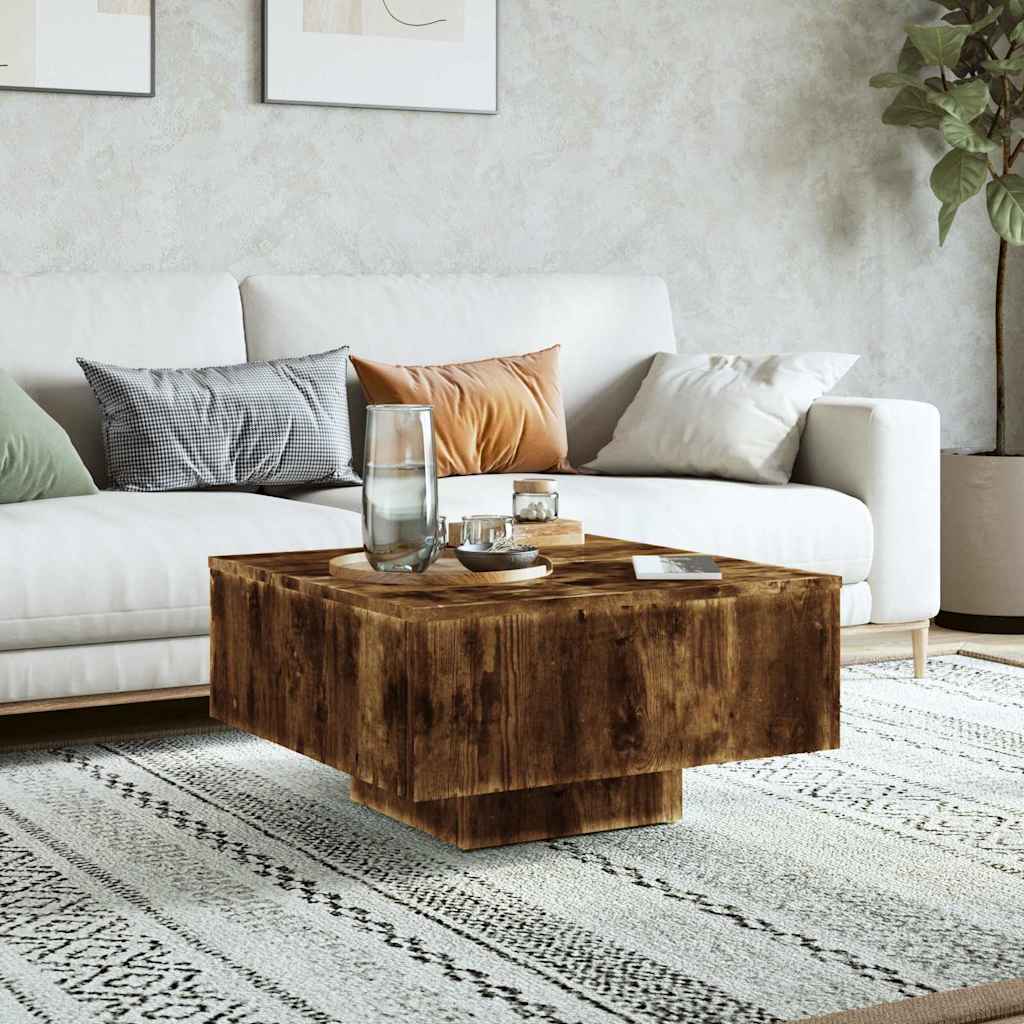 Tavolino Rovere Fumo 60x60x31,5 cm in Legno Multistrato