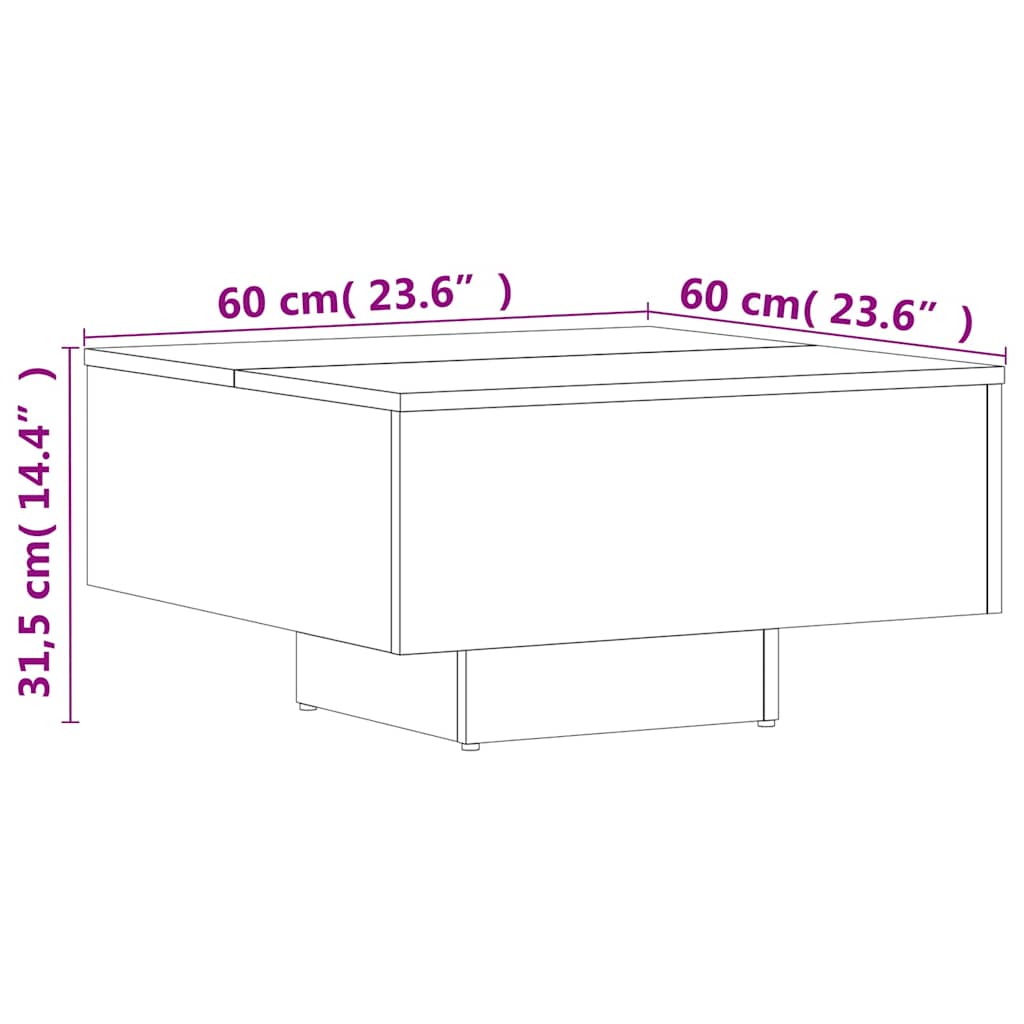 Tavolino Rovere Fumo 60x60x31,5 cm in Legno Multistrato