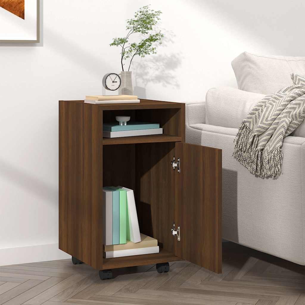 Mobiletto con Ruote Rovere Marrone 33x38x60cm Legno Multistrato