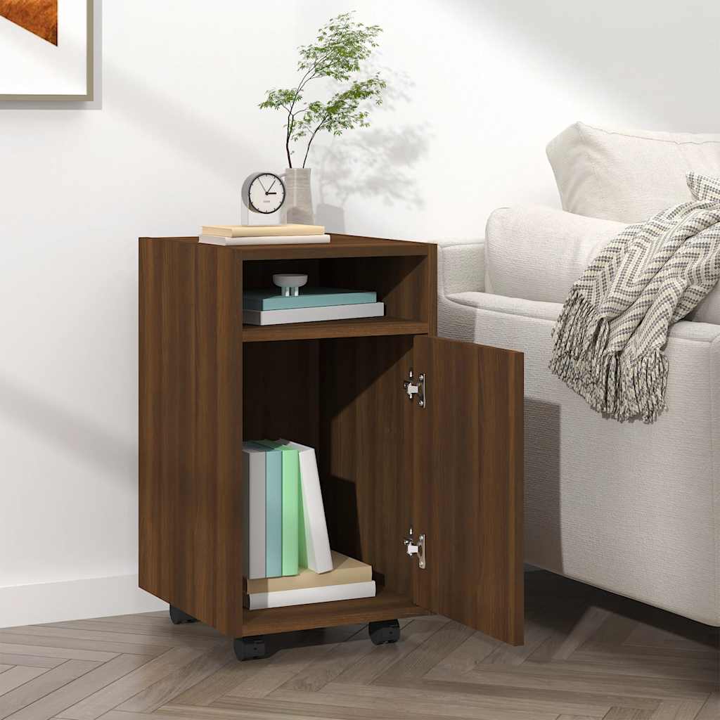 Mobiletto con Ruote Rovere Marrone 33x38x60cm Legno Multistrato
