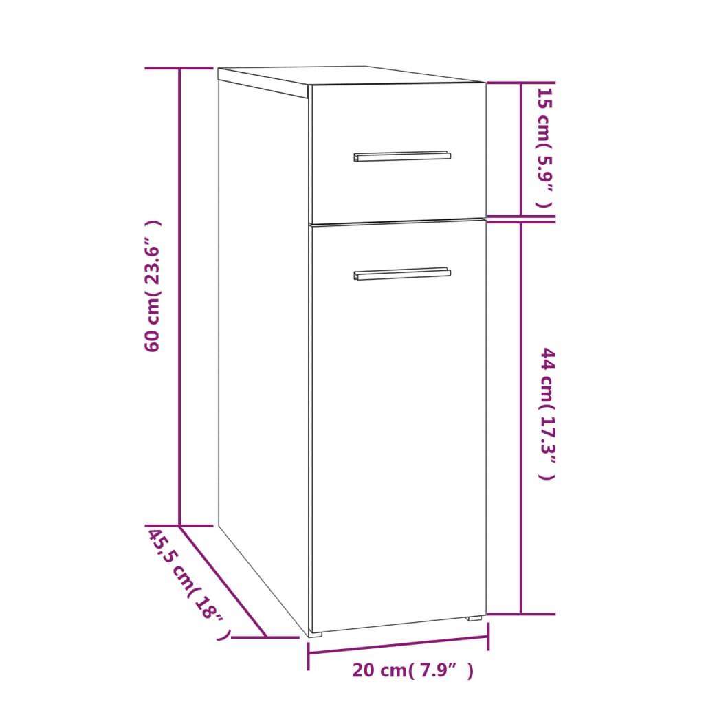 Mobile Farmacia Grigio Sonoma 20x45,5x60 cm Legno Multistrato