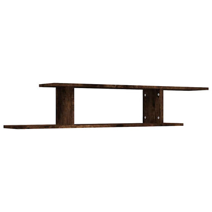 Scaffale TV a Parete Rovere Fumo 125x18x23 cm Legno Multistrato
