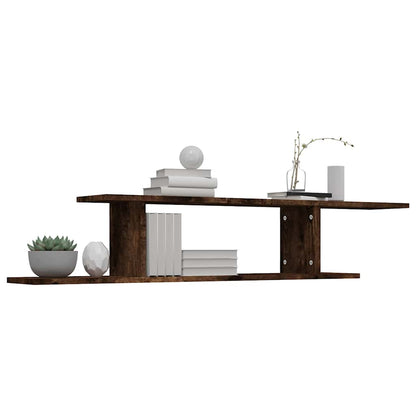 Scaffale TV a Parete Rovere Fumo 125x18x23 cm Legno Multistrato