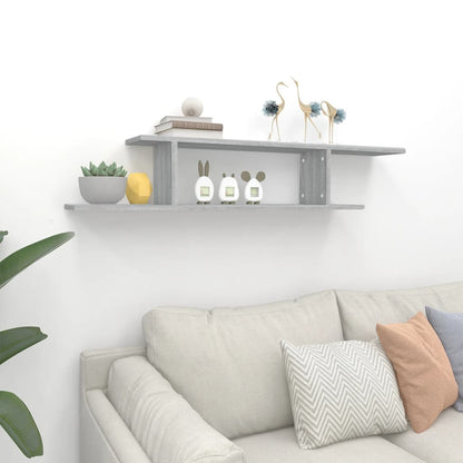 Scaffale TV Parete Grigio Sonoma 125x18x23 cm Legno Multistrato | homemem39