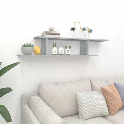 Scaffale TV Parete Grigio Sonoma 125x18x23 cm Legno Multistrato