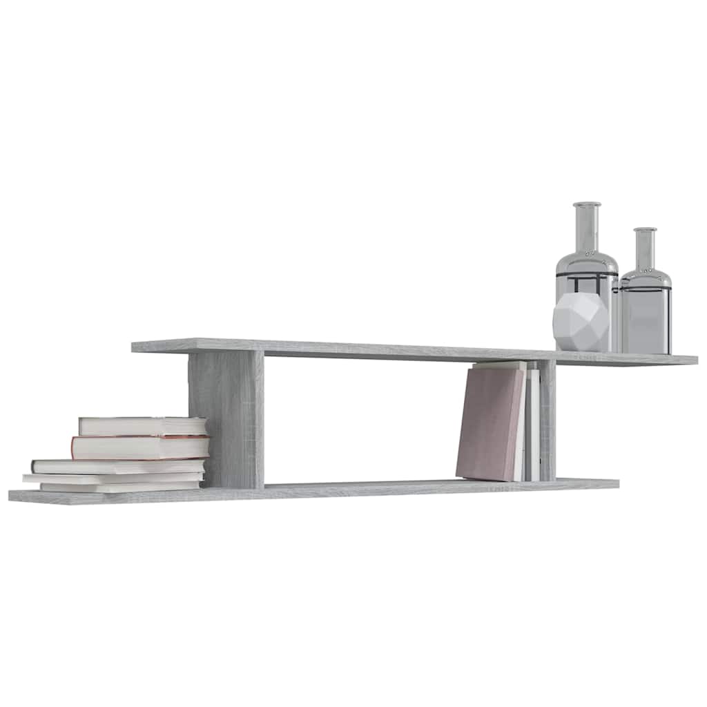 Scaffale TV Parete Grigio Sonoma 125x18x23 cm Legno Multistrato