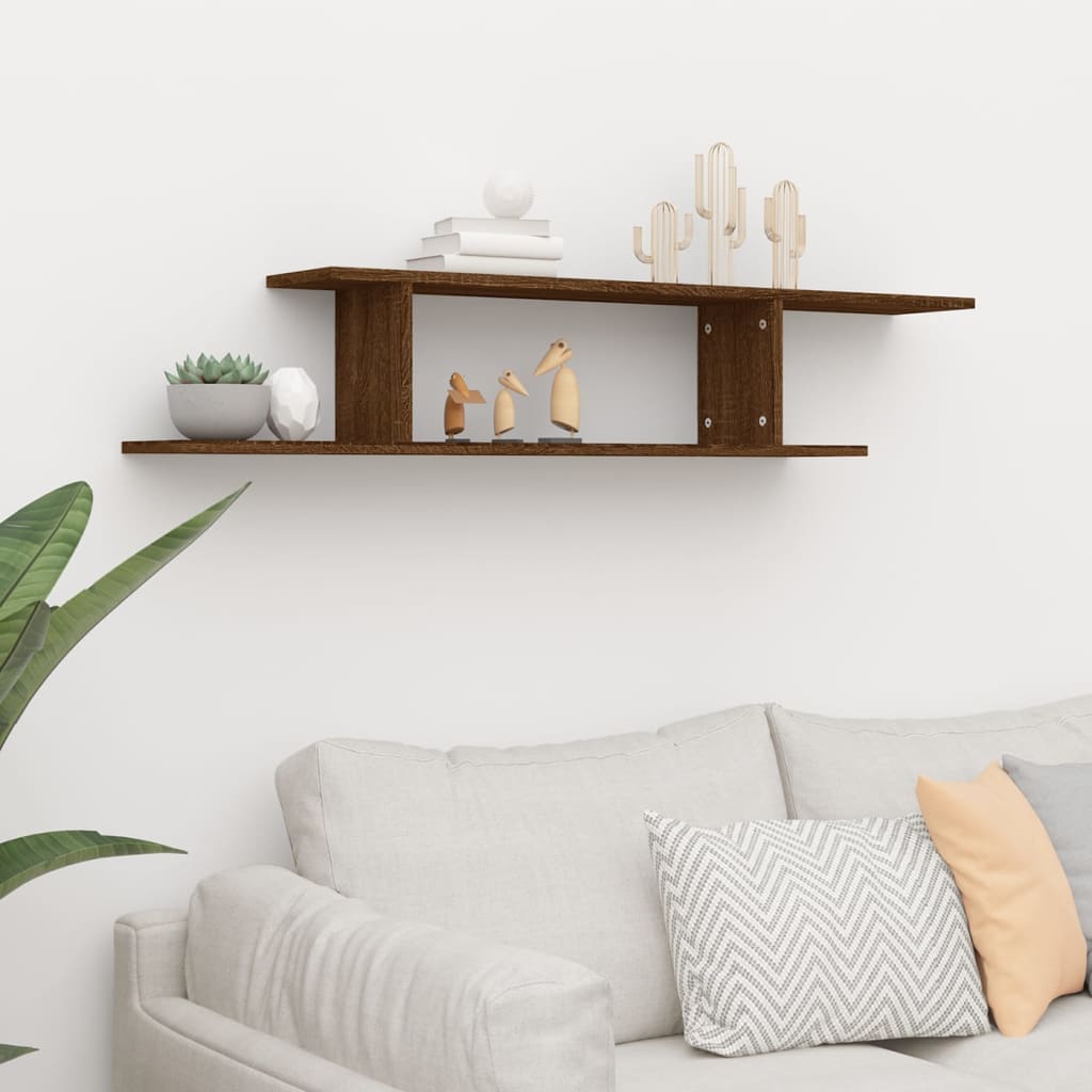 Scaffale TV Parete Rovere Marrone 125x18x23cm Legno Multistrato | homemem39