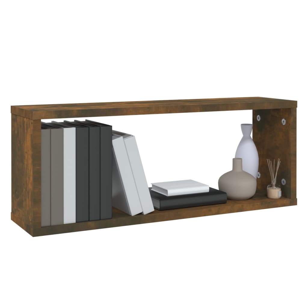 Mensole Parete Cubo 2pz Rovere Fumo 80x15x26,5cm in Multistrato | homemem39