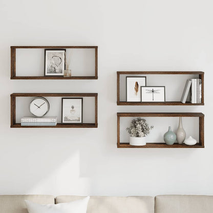 Mensole Muro Cubo 4pz Rovere Fumo 80x15x26,5 cm in Multistrato | homemem39