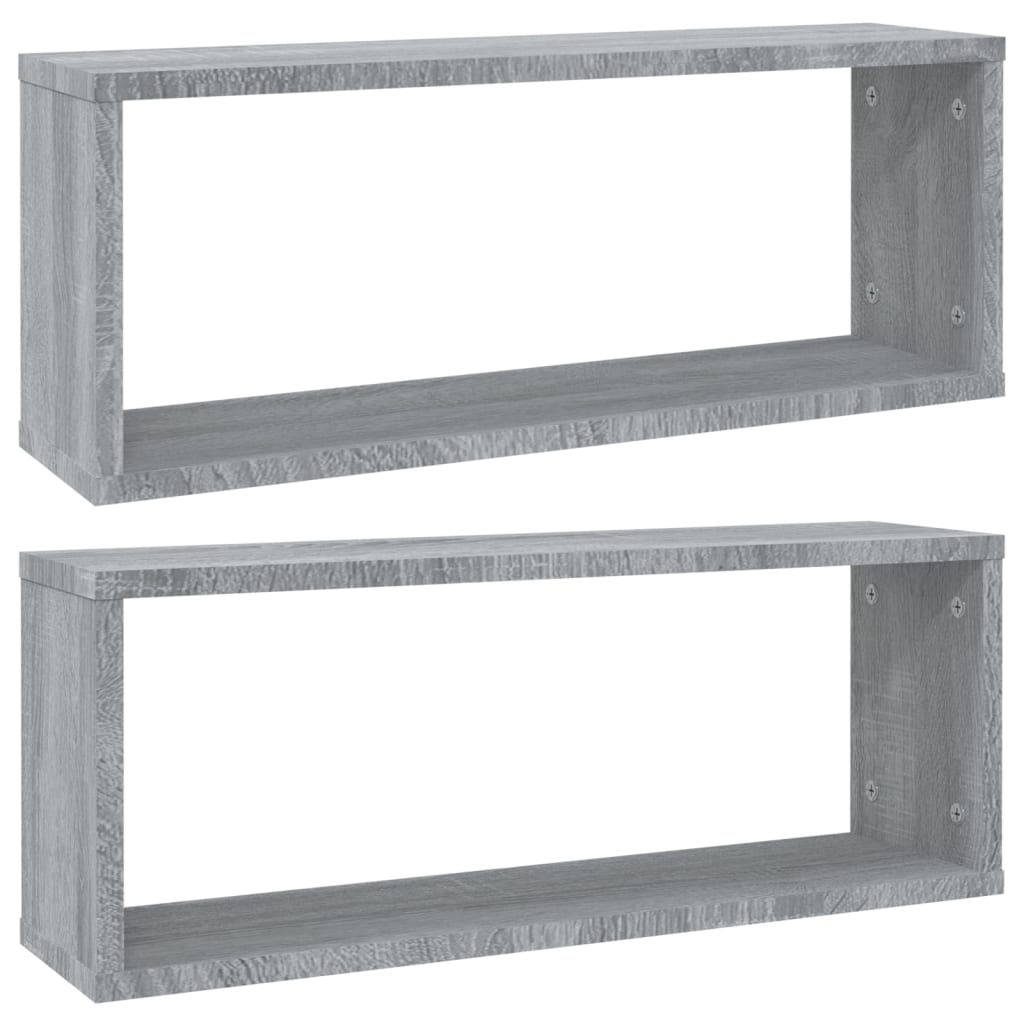 Mensole Cubo Muro 2 pz Grigio Sonoma 60x15x23 cm in Multistrato | homemem39