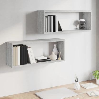 Mensole Cubo Muro 2 pz Grigio Sonoma 60x15x23 cm in Multistrato | homemem39