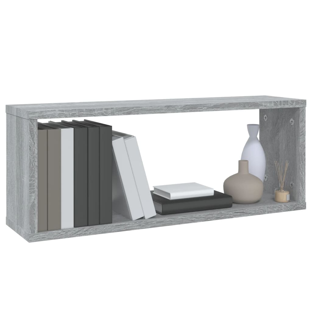 Mensole Cubo Muro 2 pz Grigio Sonoma 60x15x23 cm in Multistrato | homemem39