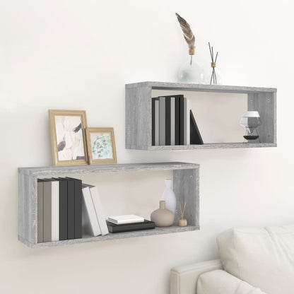 Mensole Cubo Muro 2 pz Grigio Sonoma 60x15x23 cm in Multistrato | homemem39