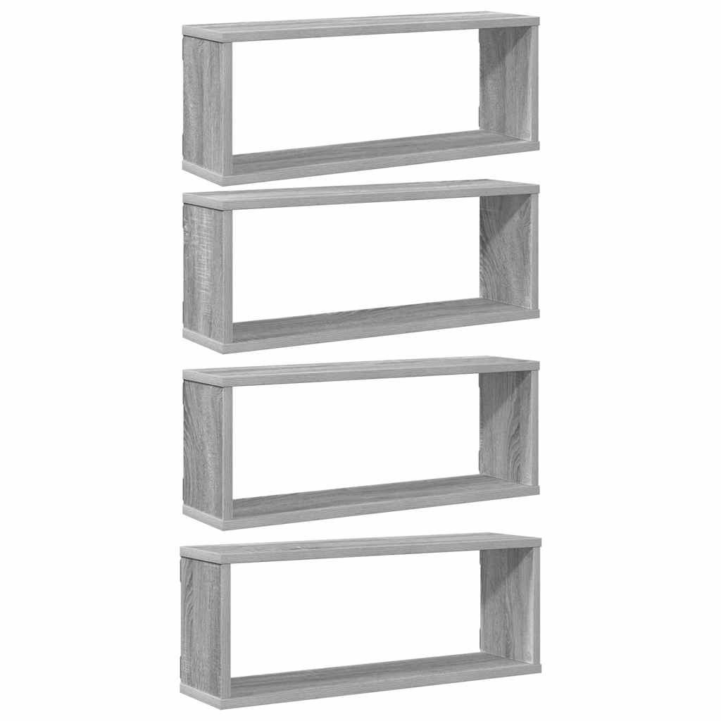 Mensole Cubo Muro 4 pz Grigio Sonoma 60x15x23 cm in Multistrato | homemem39