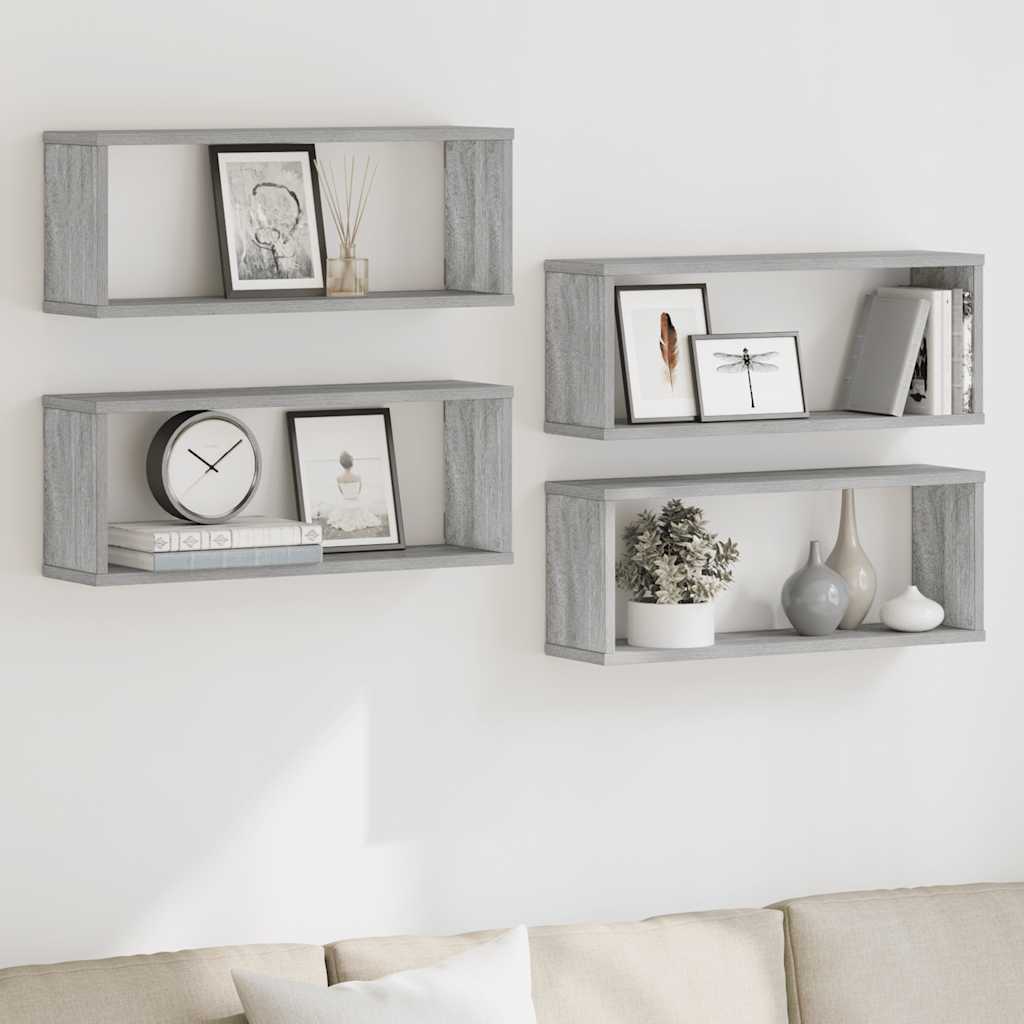 Mensole Cubo Muro 4 pz Grigio Sonoma 60x15x23 cm in Multistrato | homemem39