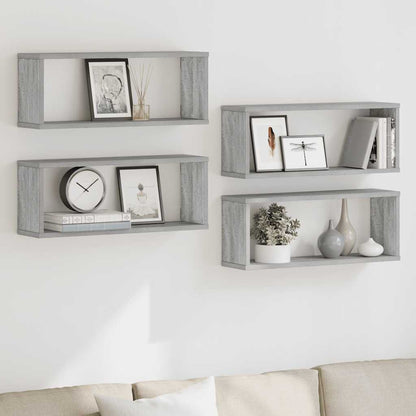 Mensole Cubo Muro 4 pz Grigio Sonoma 60x15x23 cm in Multistrato | homemem39
