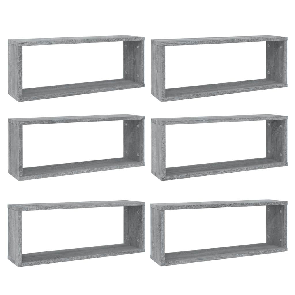 Mensole Cubo Muro 6 pz Grigio Sonoma 60x15x23 cm in Multistrato | homemem39