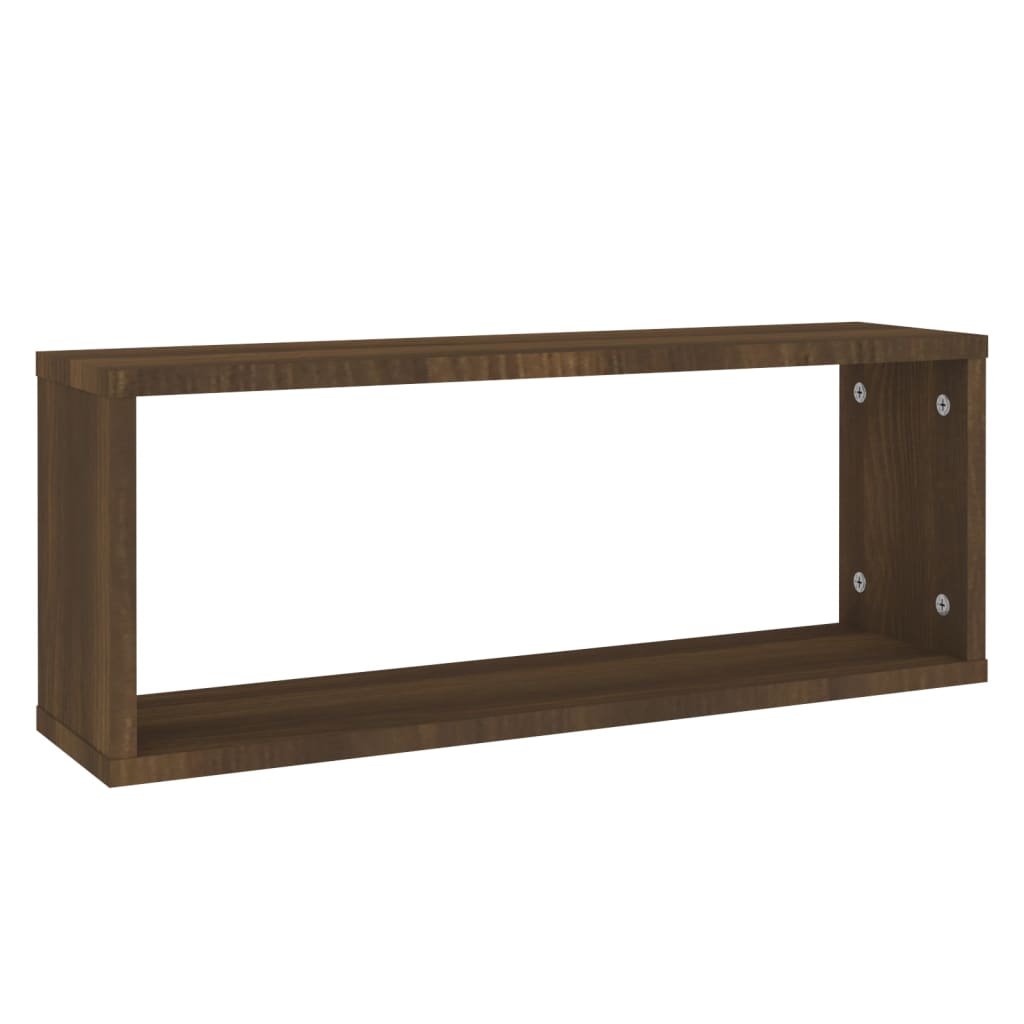 Mensole Cubo Muro 2pz Rovere Marrone 60x15x23 cm in Multistrato | homemem39