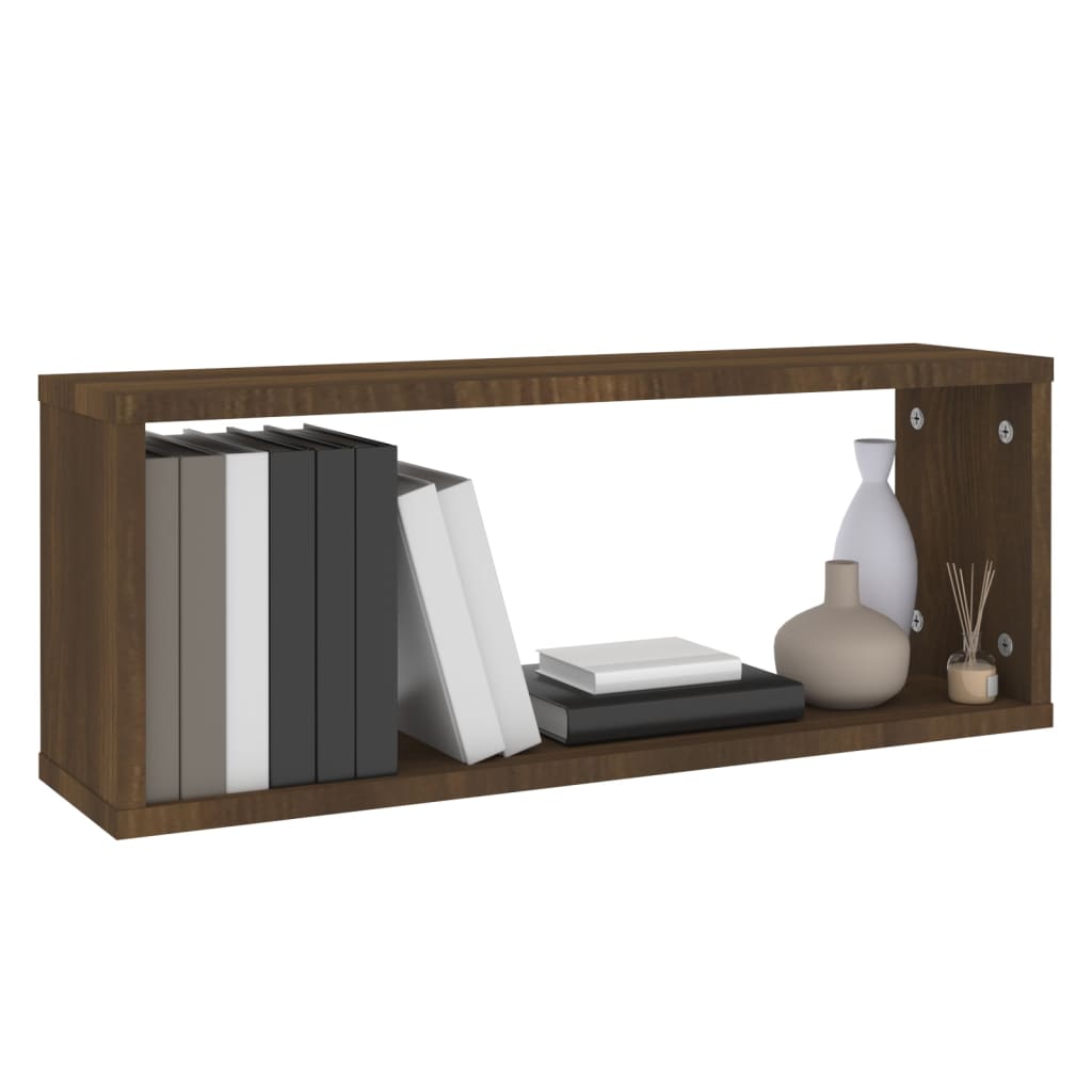 Mensole Cubo Muro 2pz Rovere Marrone 60x15x23 cm in Multistrato