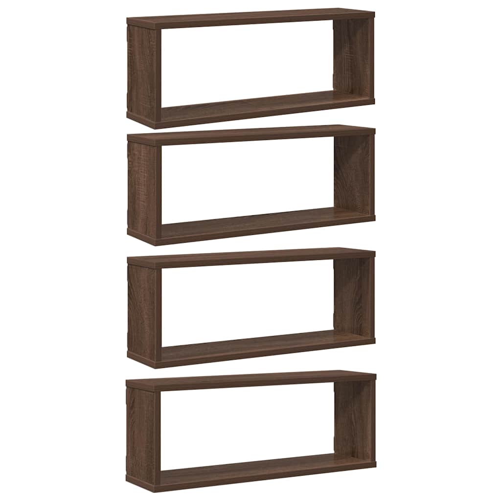 Mensole Cubo Muro 4pz Rovere Marrone 60x15x23 cm in Multistrato | homemem39
