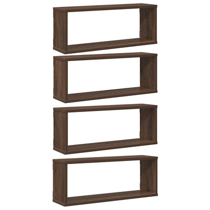 Mensole Cubo Muro 4pz Rovere Marrone 60x15x23 cm in Multistrato | homemem39