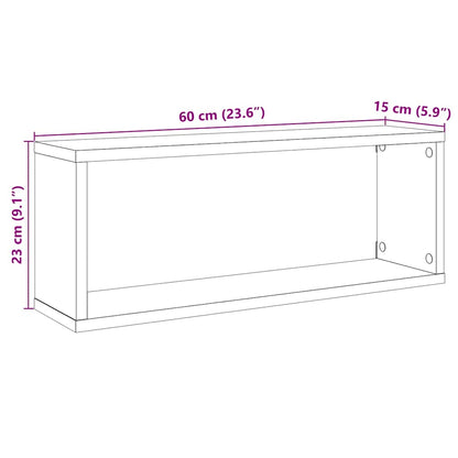 Mensole Cubo Muro 4pz Rovere Marrone 60x15x23 cm in Multistrato