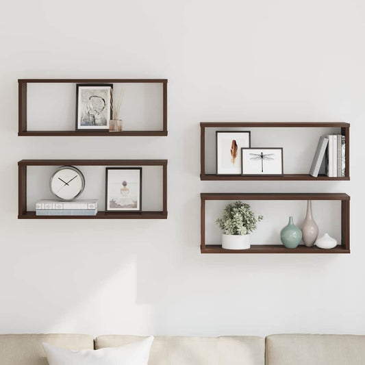Mensole Cubo Muro 4pz Rovere Marrone 60x15x23 cm in Multistrato | homemem39