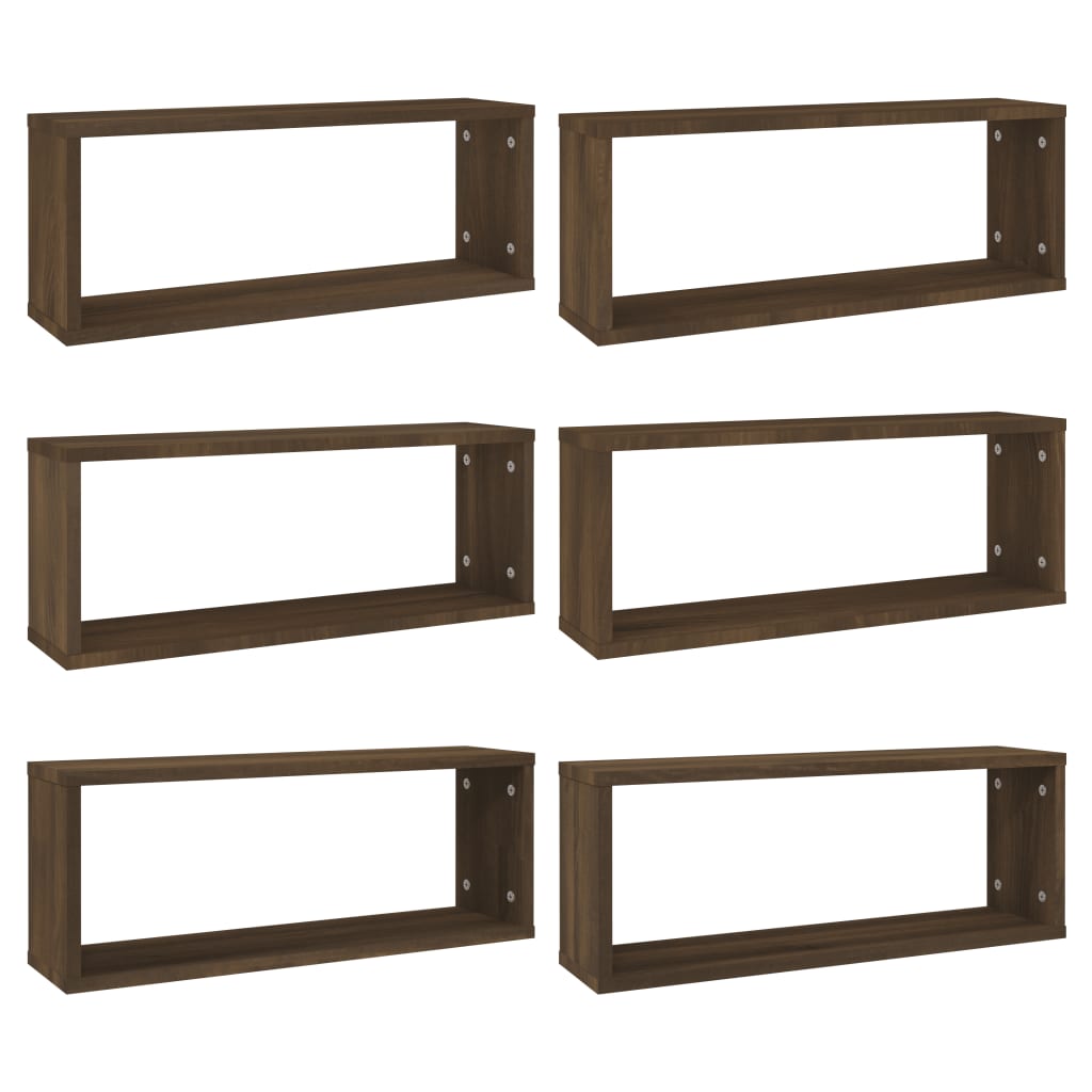 Mensole Cubo Muro 6pz Rovere Marrone 60x15x23 cm in Multistrato | homemem39